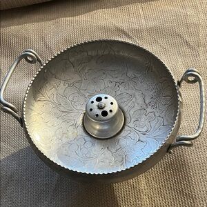 Floral Engraved Metal Bowl with Handles Nut Bowl MCM